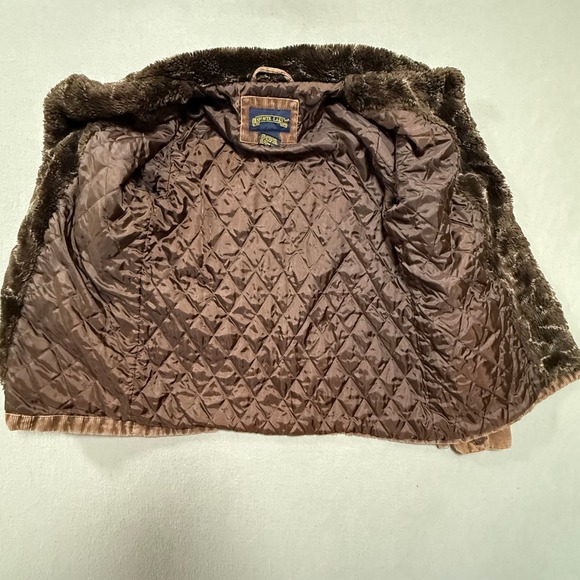 Y2K 90s Penny Lane Faux Fur 70s Style Boho Chic Corduroy Coat Jacket Women Small - Picture 9 of 11